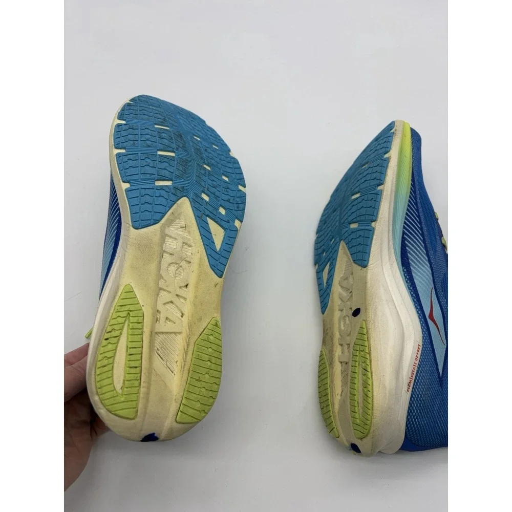 Hoka Cielo Road Running Shoes W 11.5 M 10 Blue‎ Neon Green Lightweight Mesh
